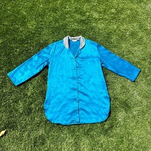 Vintage Victoria’s Secret satin, button down, long-sleeve night shirt size M/L